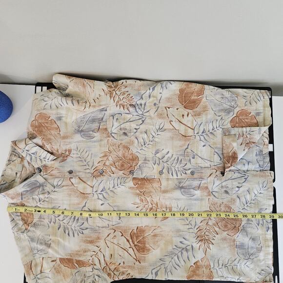 Tori Richard Cotton Lawn Tropical Print Brown Gray Hawaiian Shirt | Men's Medium - Picture 6 of 16